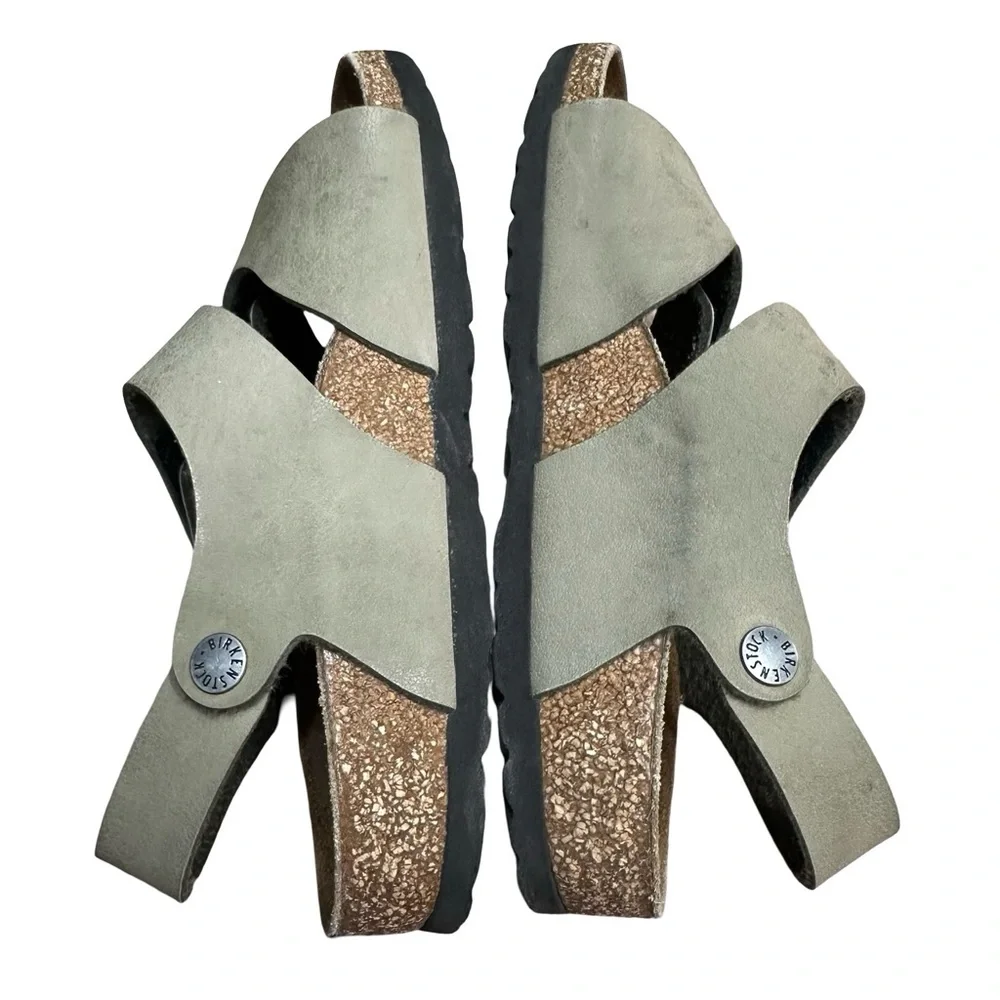BIRKENSTOCK PALU LOGO BS NARROW BIRKO-FLOR SANDAL GREEN EU 35 US 4.5